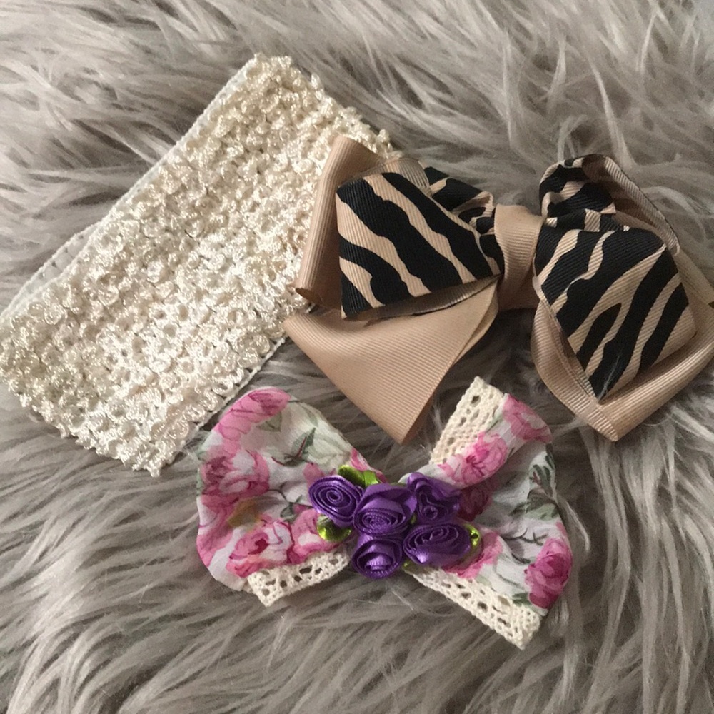 NEW BABY HEADBANDS WITH 2 BOWS